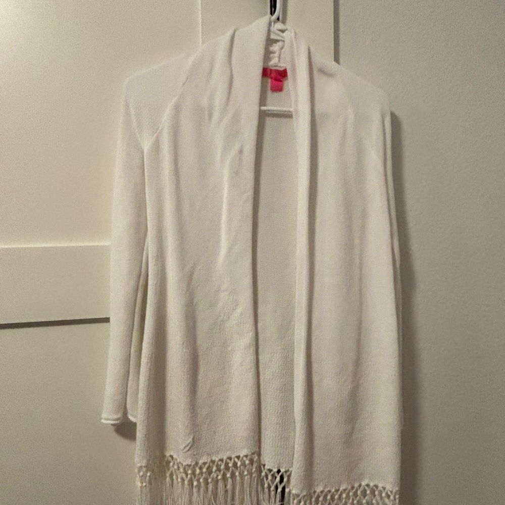 Lilly Pulitzer Tatum White Fringe Cardigan XXS